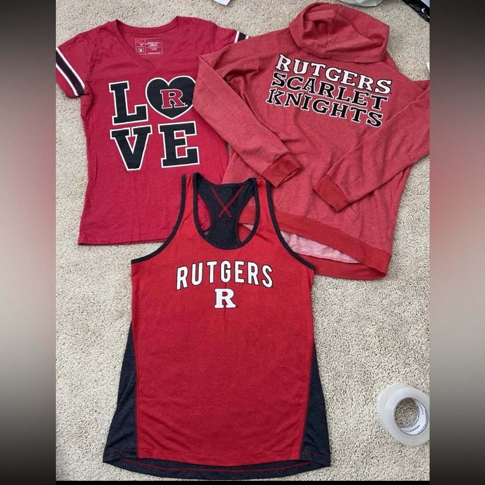 Rutgers University Lot of 3 Shirt Sweatshirt Tank Top College Scarlet Knights